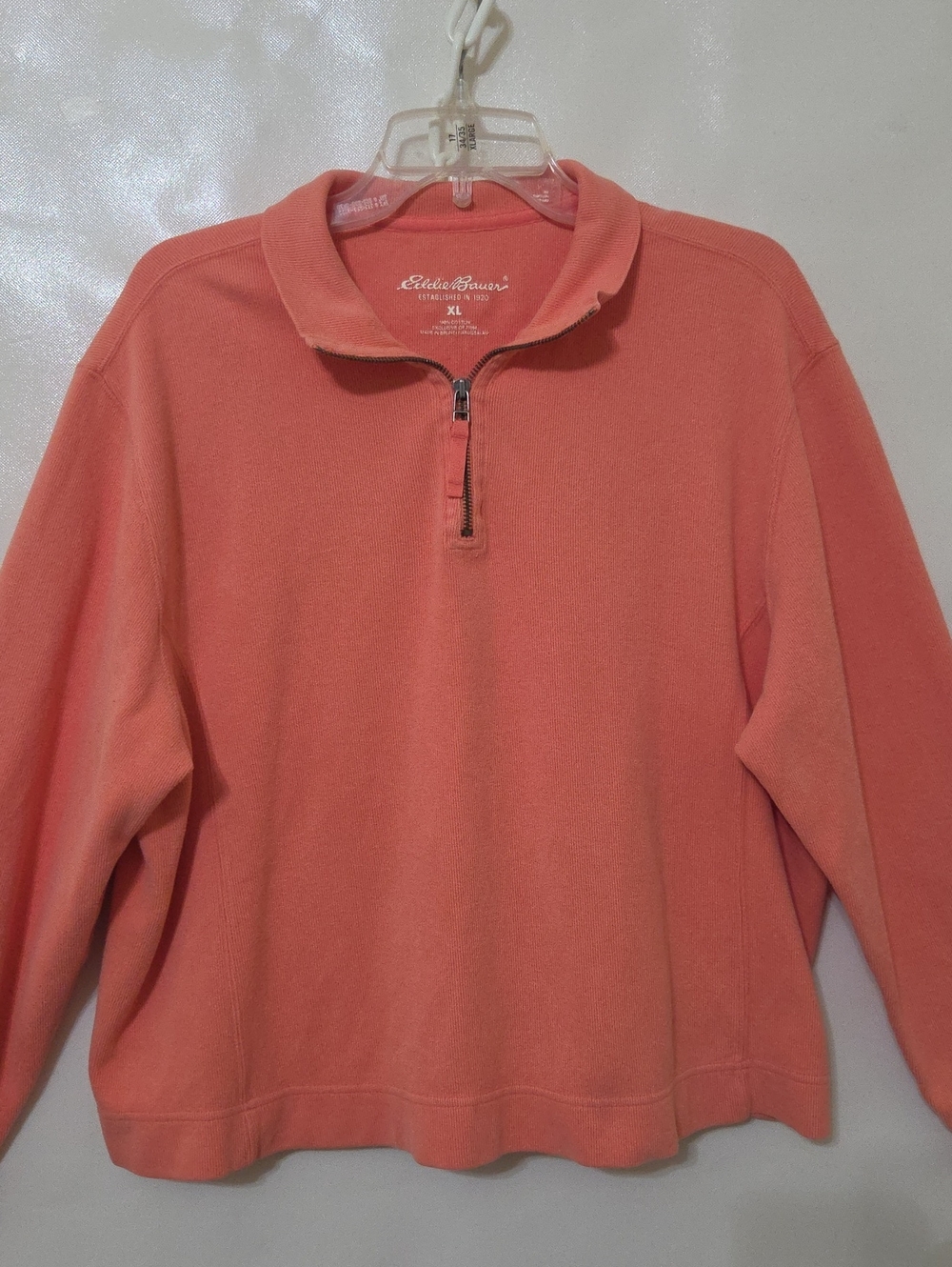 Eddie Bauer Women’s Coral 1/4 Zip-Up Mock Collar Sweater Mock Neck - Size XL